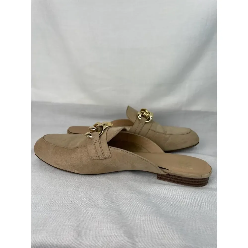 Faux Suede Loafers Womens 10 Slip on Camel Tan Dress Shoes Penny Loafer Flats